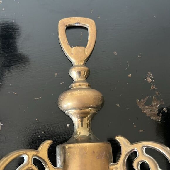 2x Brass Candlestick Sconces Vintage 2 Arm Pair - Picture 4 of 11